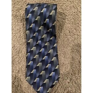 Blue Mens Siena Geometric Silk Necktie Made in Italy
